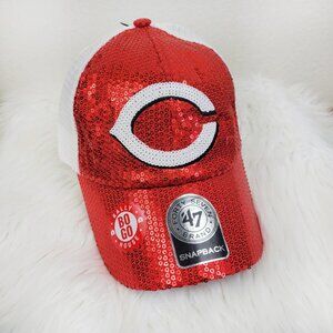 New Cincinnati Reds Baseball Hat Women's Snapback Trucker NWT 47 Brand MLB